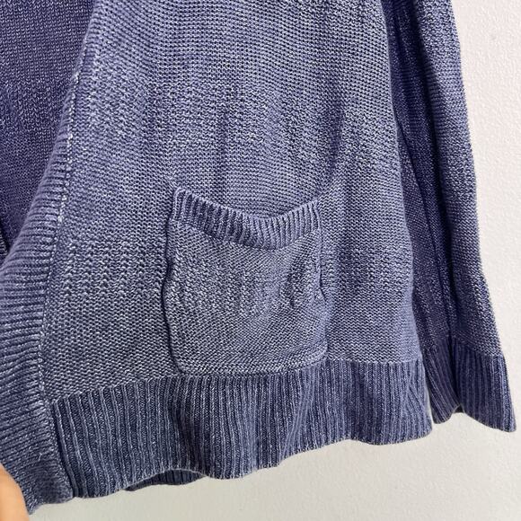 Talbots Womens Linen Knit Cardigan Open Front Sz L Beach Travel Lightweight Blue - Picture 3 of 10